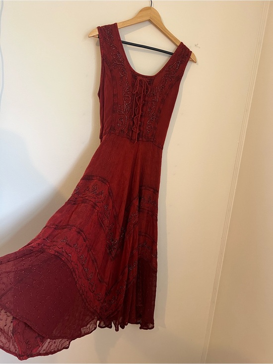 Advance Apparels Dresses & Skirts - Embroidered Burnt Orange Sleeveless Dress